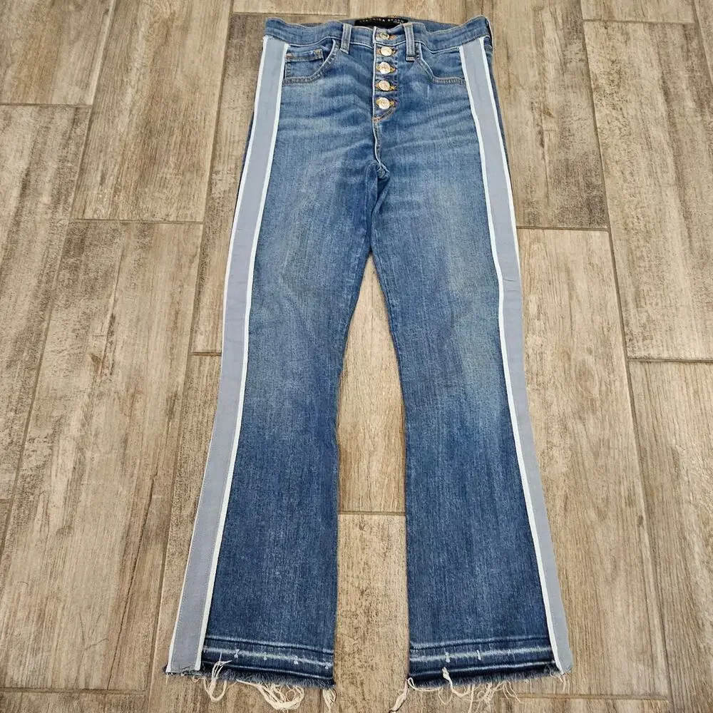 Veronica Beard Carolyn Baby Boot Jeans 26 High Rise Button Fly‎ Tuxedo Stripe